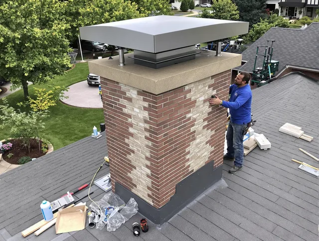 University Heights Chimney Sweep team working on a custom chimney remodel in University Heights, OH