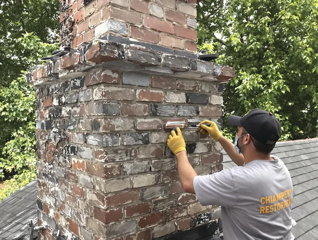 In-progress chimney restoration by University Heights Chimney Sweep in University Heights, OH