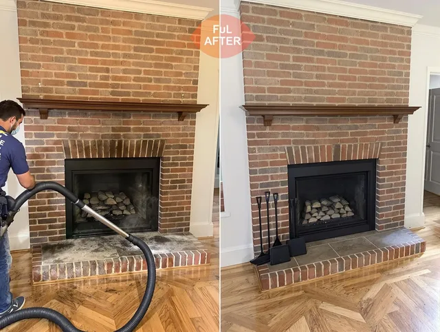 University Heights Chimney Sweep carefully sanitizing a fireplace in University Heights, OH
