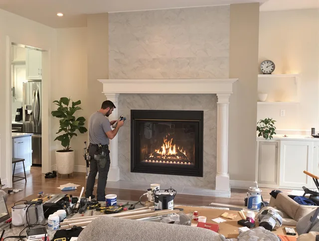 Newly installed fireplace by University Heights Chimney Sweep in University Heights, OH